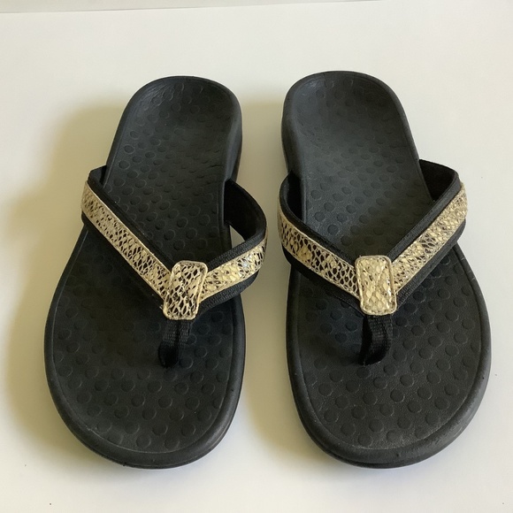 Vionic Tide II Black Brown Snakeskin Print Arch Support Sandals-Size 8 - Picture 2 of 6